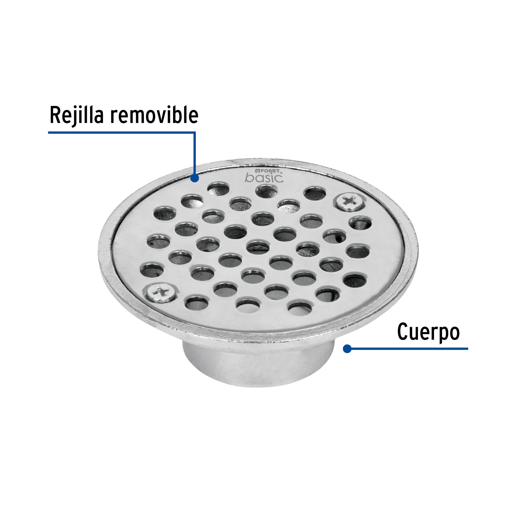 Resumidero de zinc, redondo, modelo "A", 3-3/4", Basic
