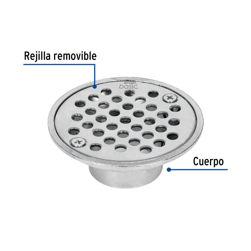 Resumidero de zinc, redondo, modelo "A", 3-3/4", Basic