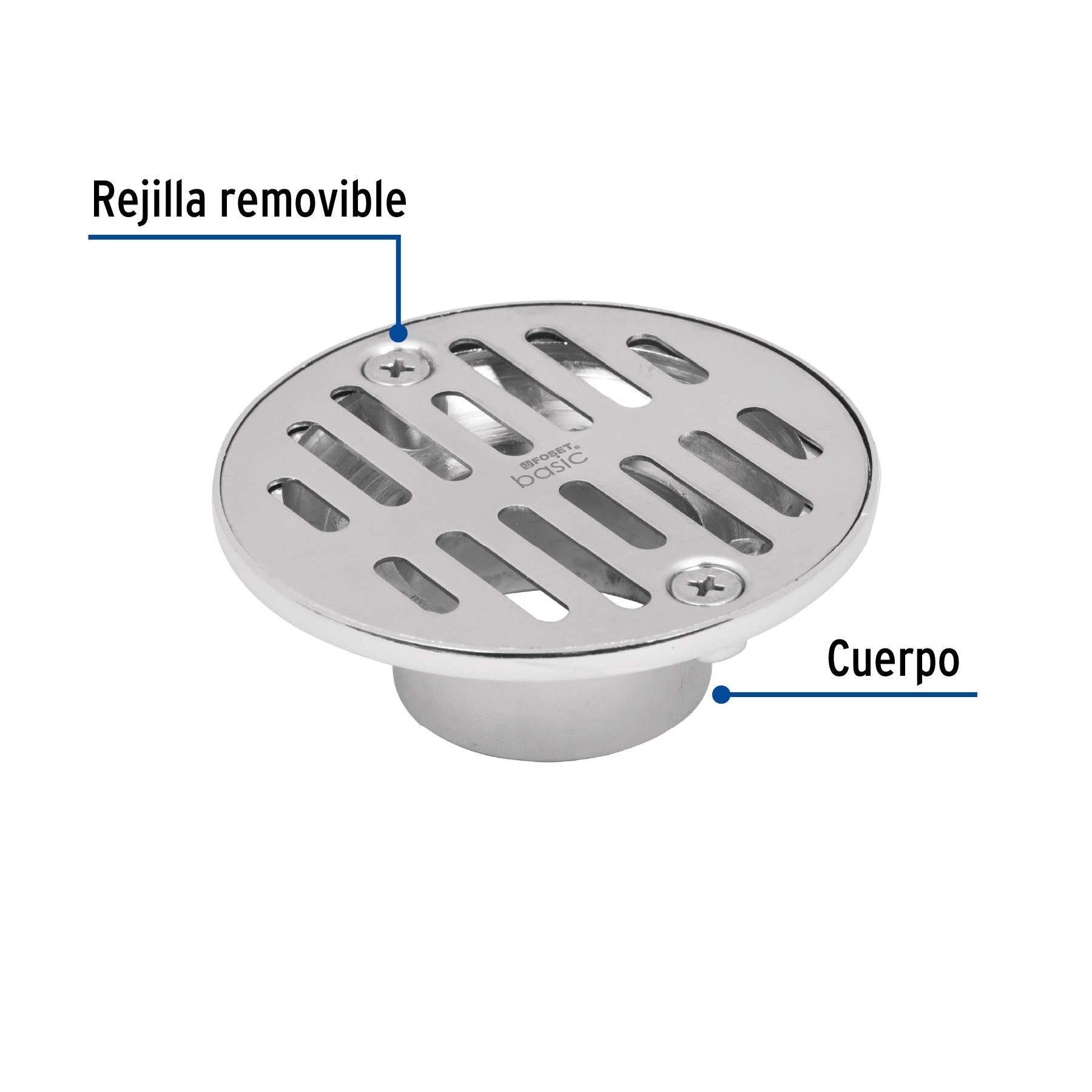 Resumidero metálico, redondo, 3-1/2"