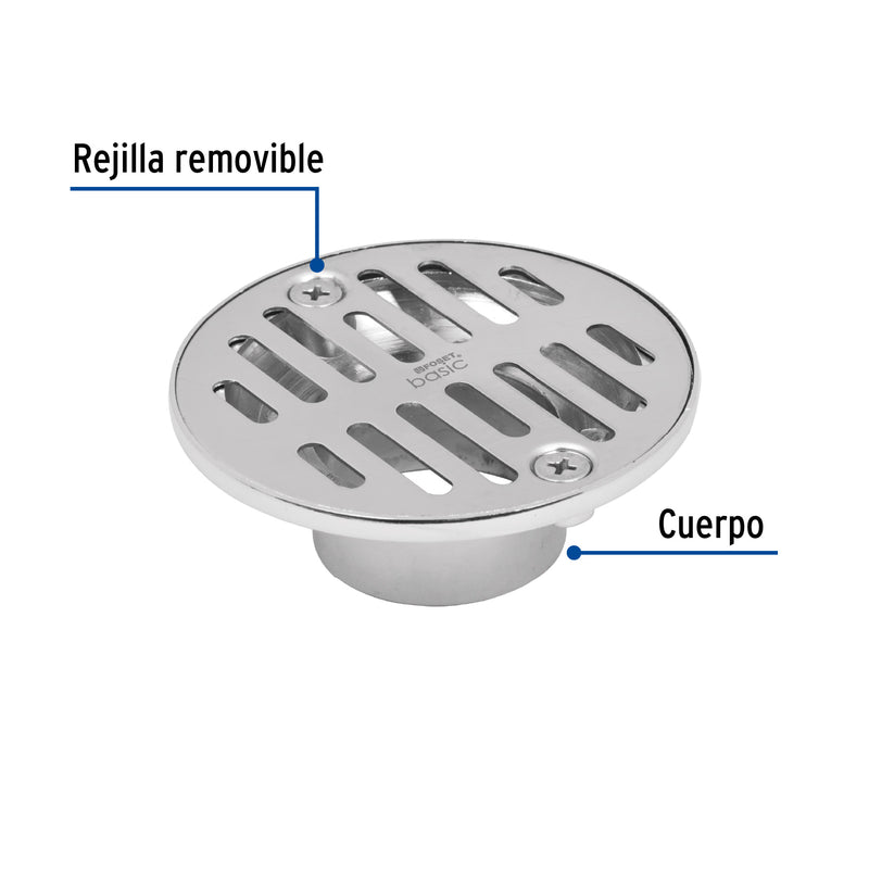 Resumidero metálico, redondo, 3-1/2"