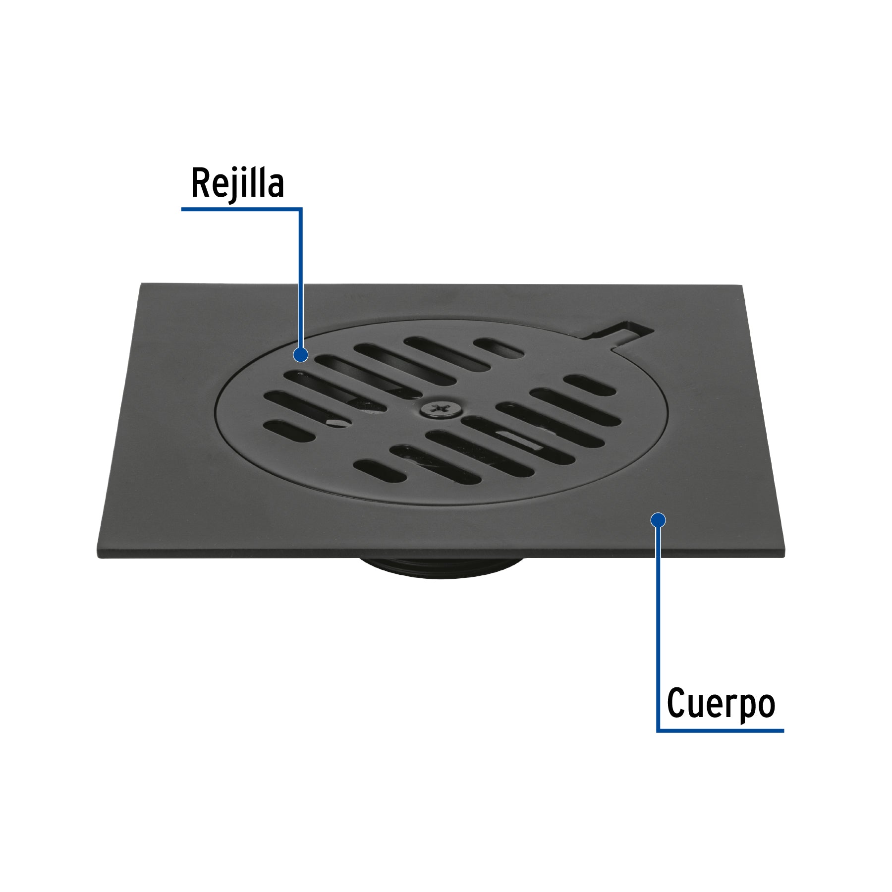 Resumidero cuadrado 6'x6', metálico, negro, Foset Basic