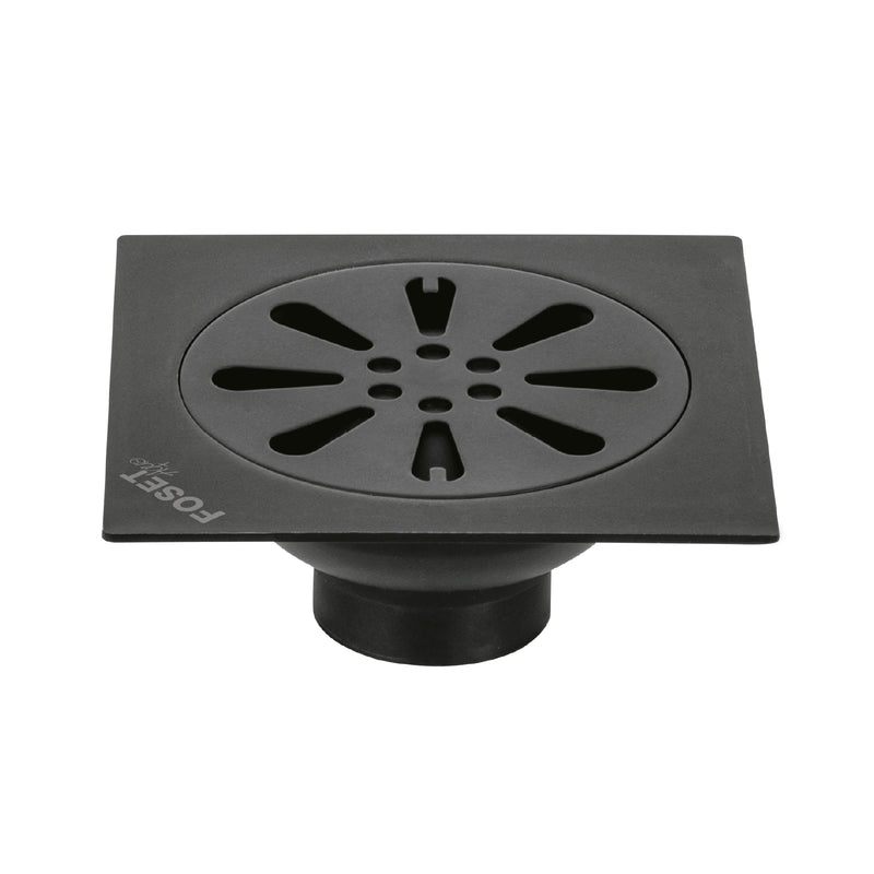 Resumidero cuadrado 4'x 4', acero inoxidable, negro, gota
