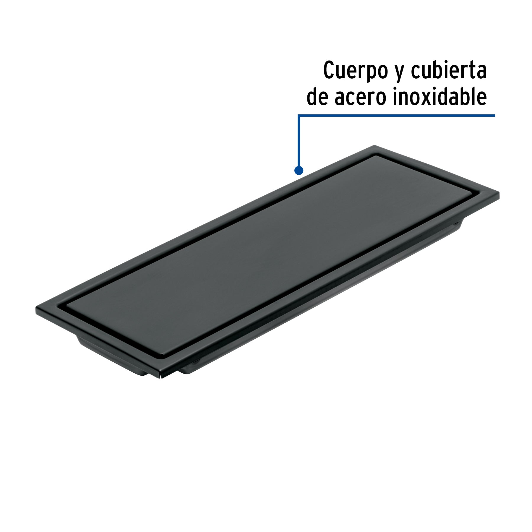 Resumidero largo reversible de 12', acero inox, negro, Aqua