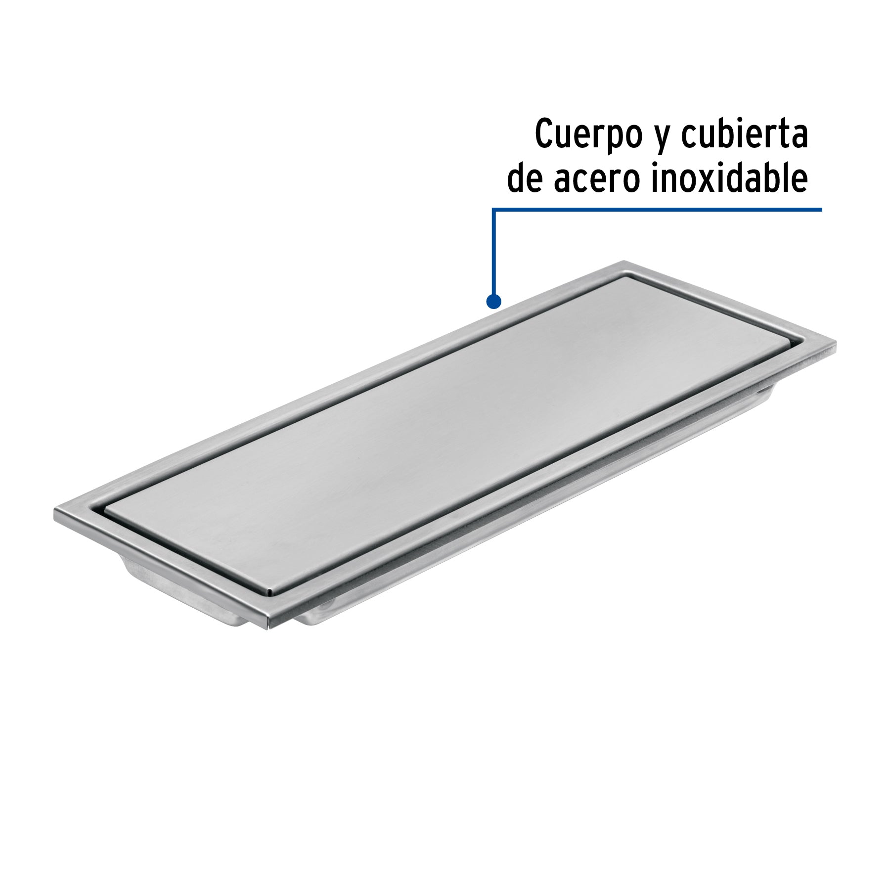 Resumidero largo reversible de 12', acero inox, Aqua