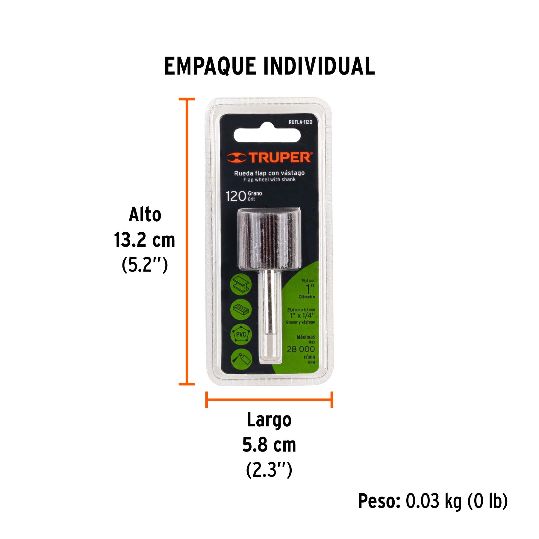 Rueda flap de 1", grano 120