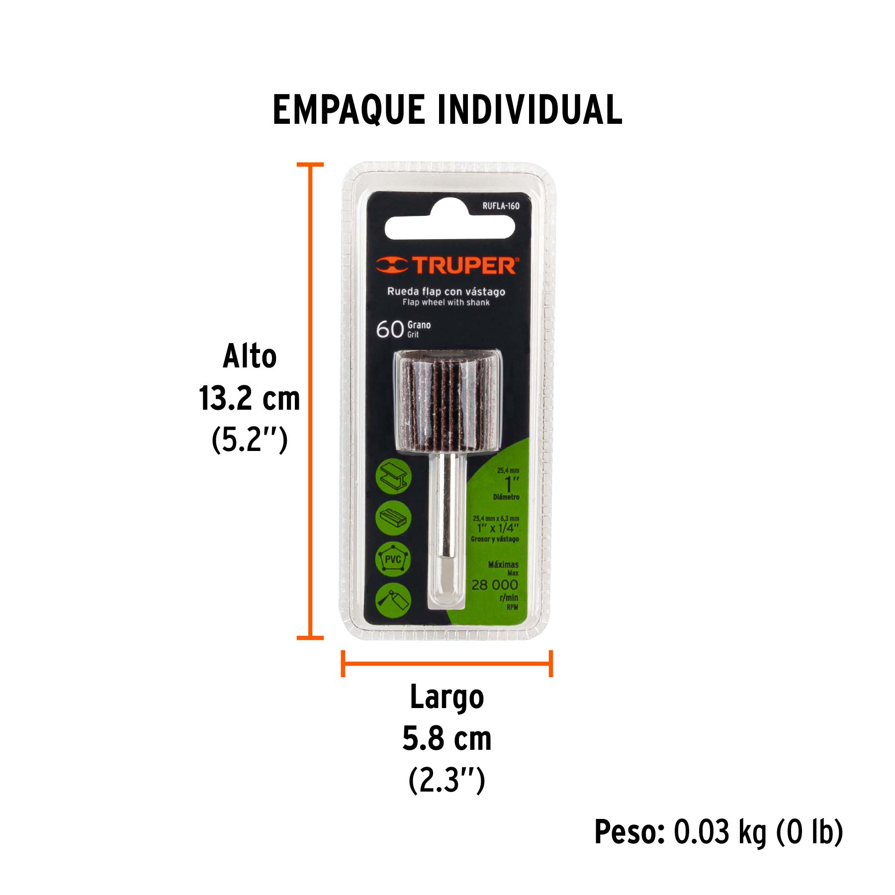 Rueda flap de 1", grano 60
