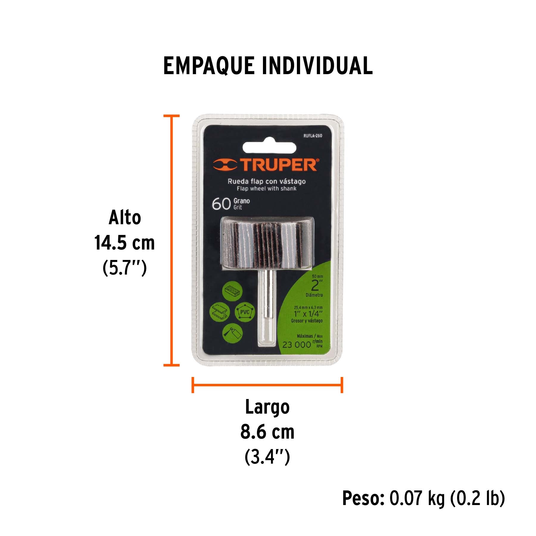 Rueda flap de 2", grano 60