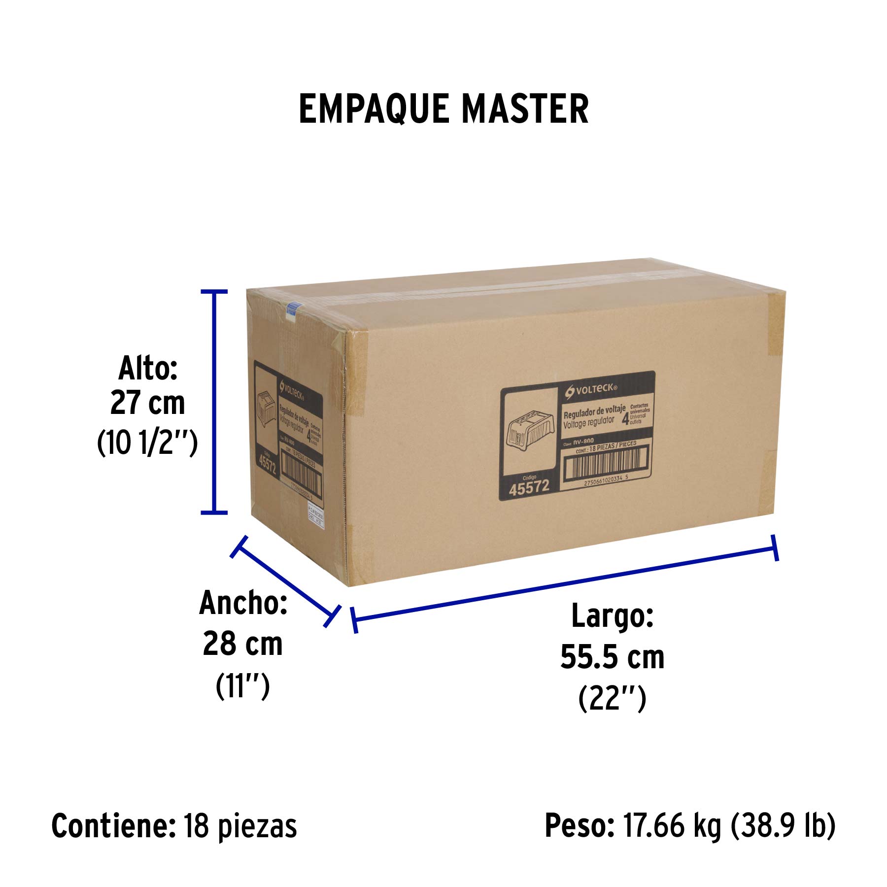 Regulador de voltaje de 800 VA / 400 W 4 contactos, Volteck