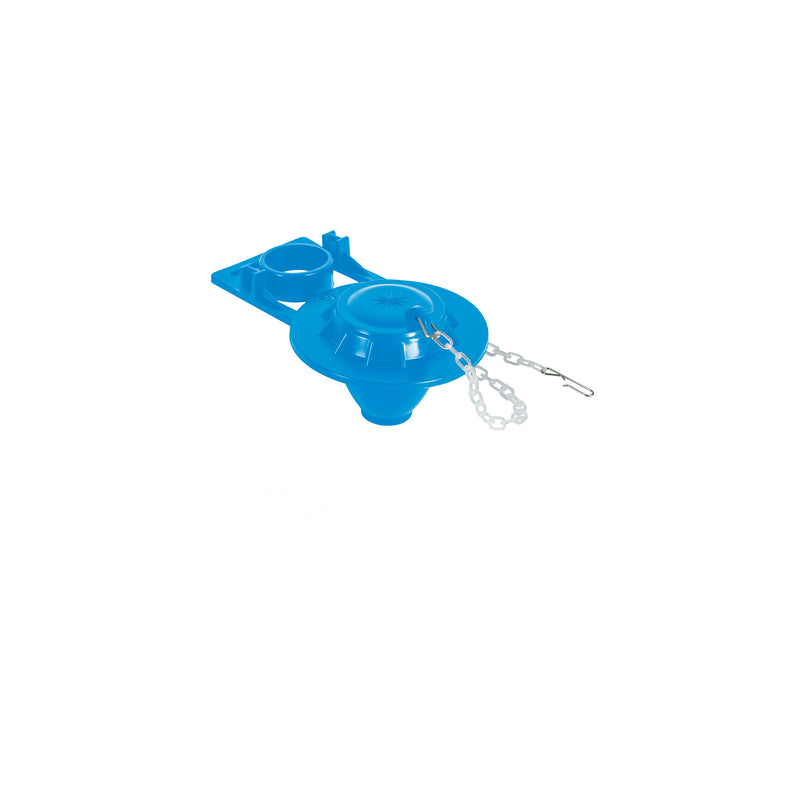 Sapo para WC, PVC azul  con cadena plástica, 2"