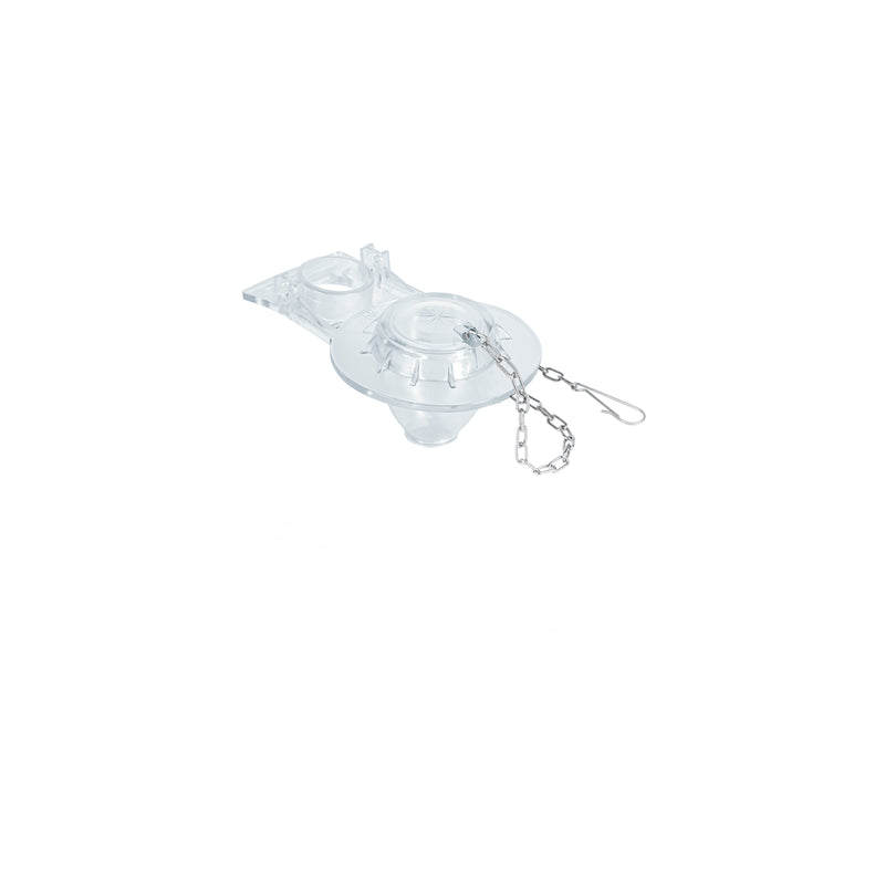 Sapo para WC, PVC transparente con cadena inoxidable, 2"