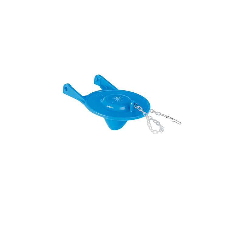 Sapo de 3' de PVC para WC, azul, con cadena de acero inox