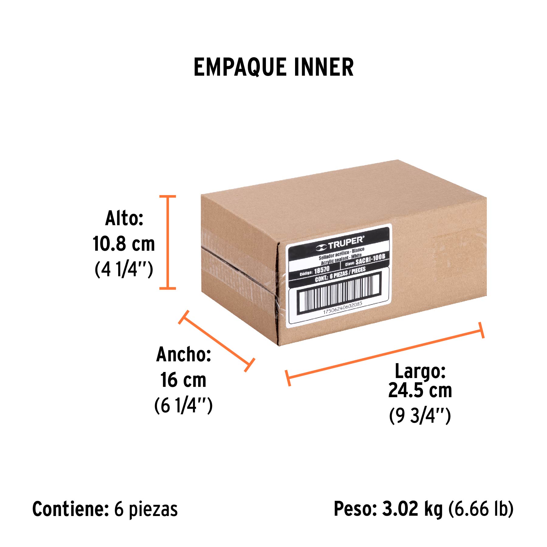 Sellador acrilico, 280 ml, blanco