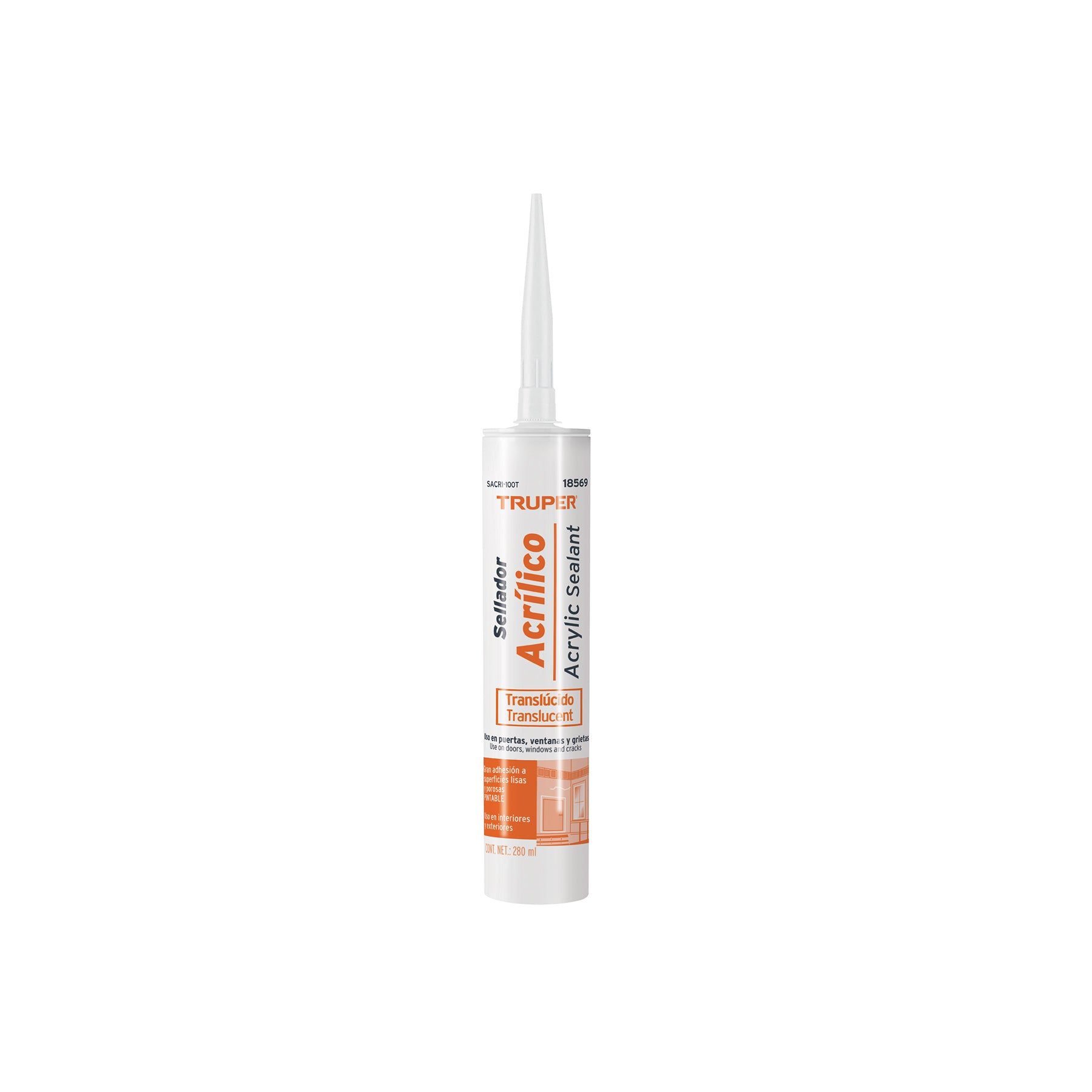 Sellador acrilico, 280 ml, transparente