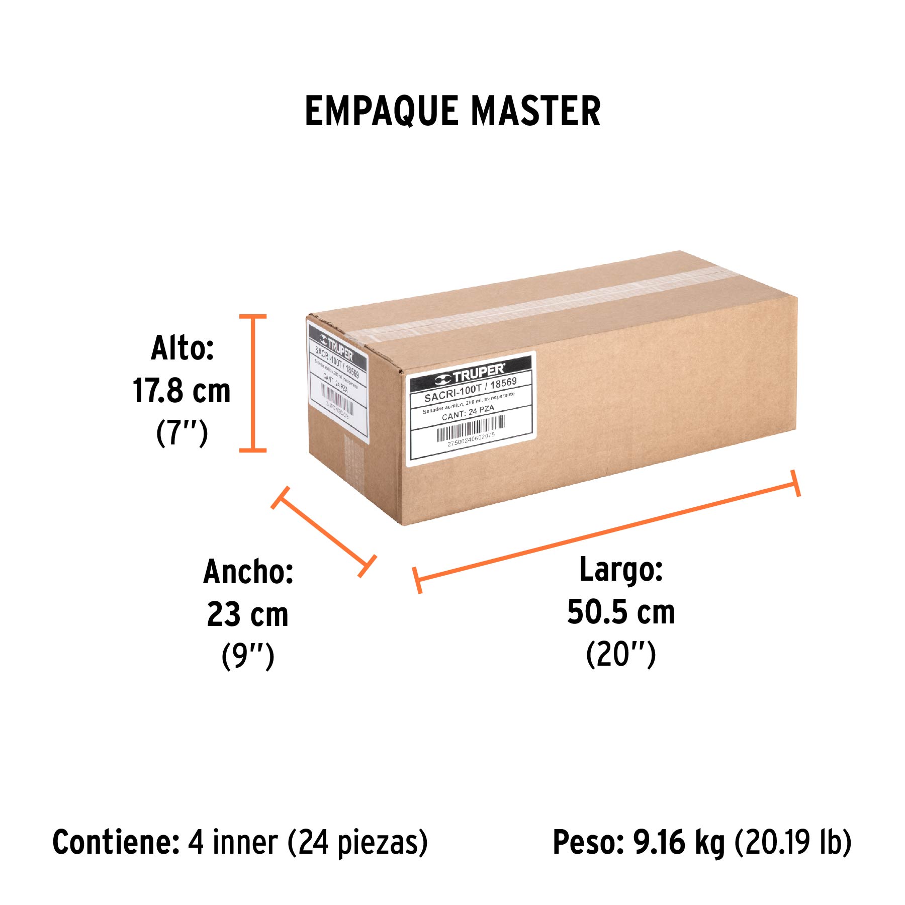 Sellador acrilico, 280 ml, transparente