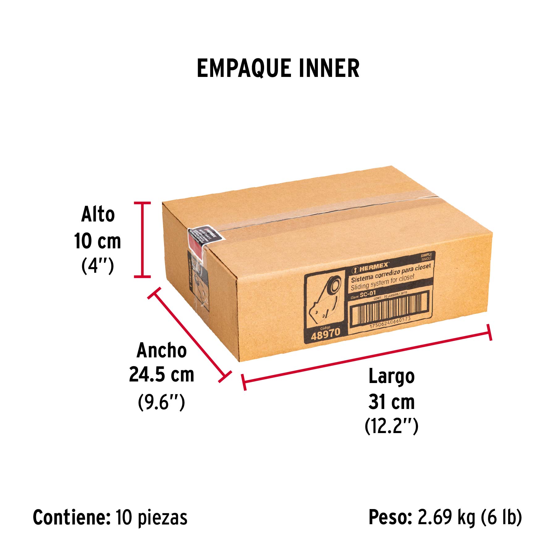 Sistema corredizo para riel superior de closet