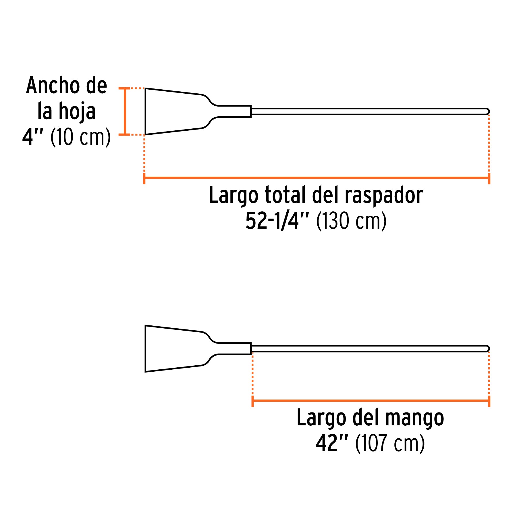 Raspador 4", puño "d", mango 42"