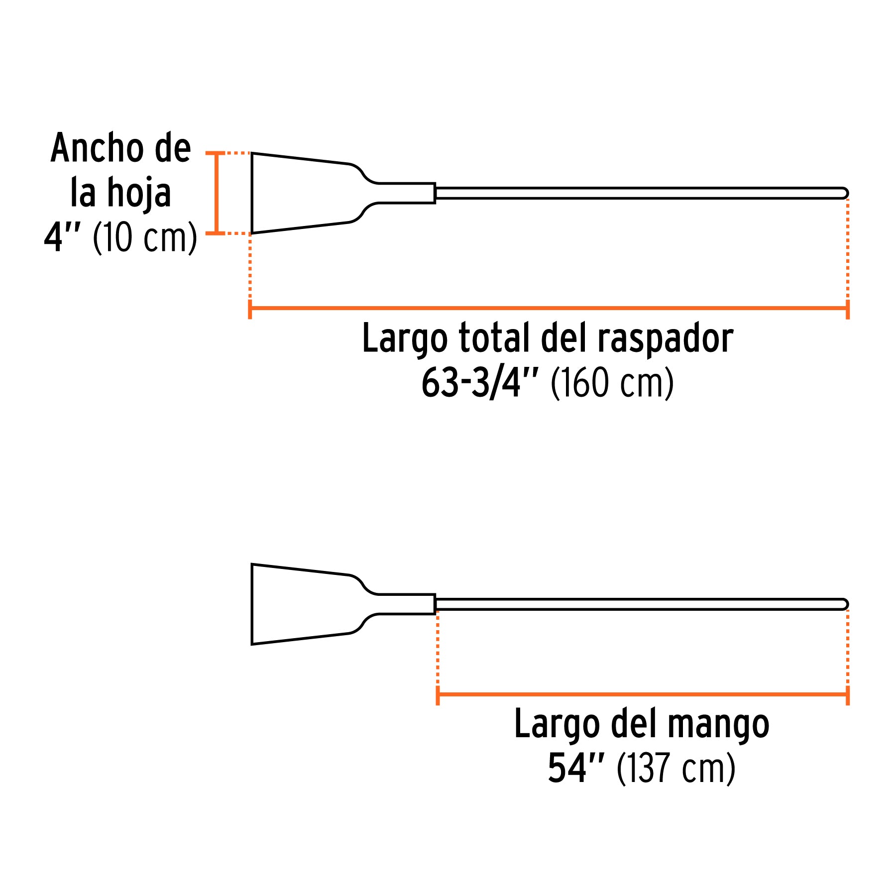Raspador 4", mango largo 54"