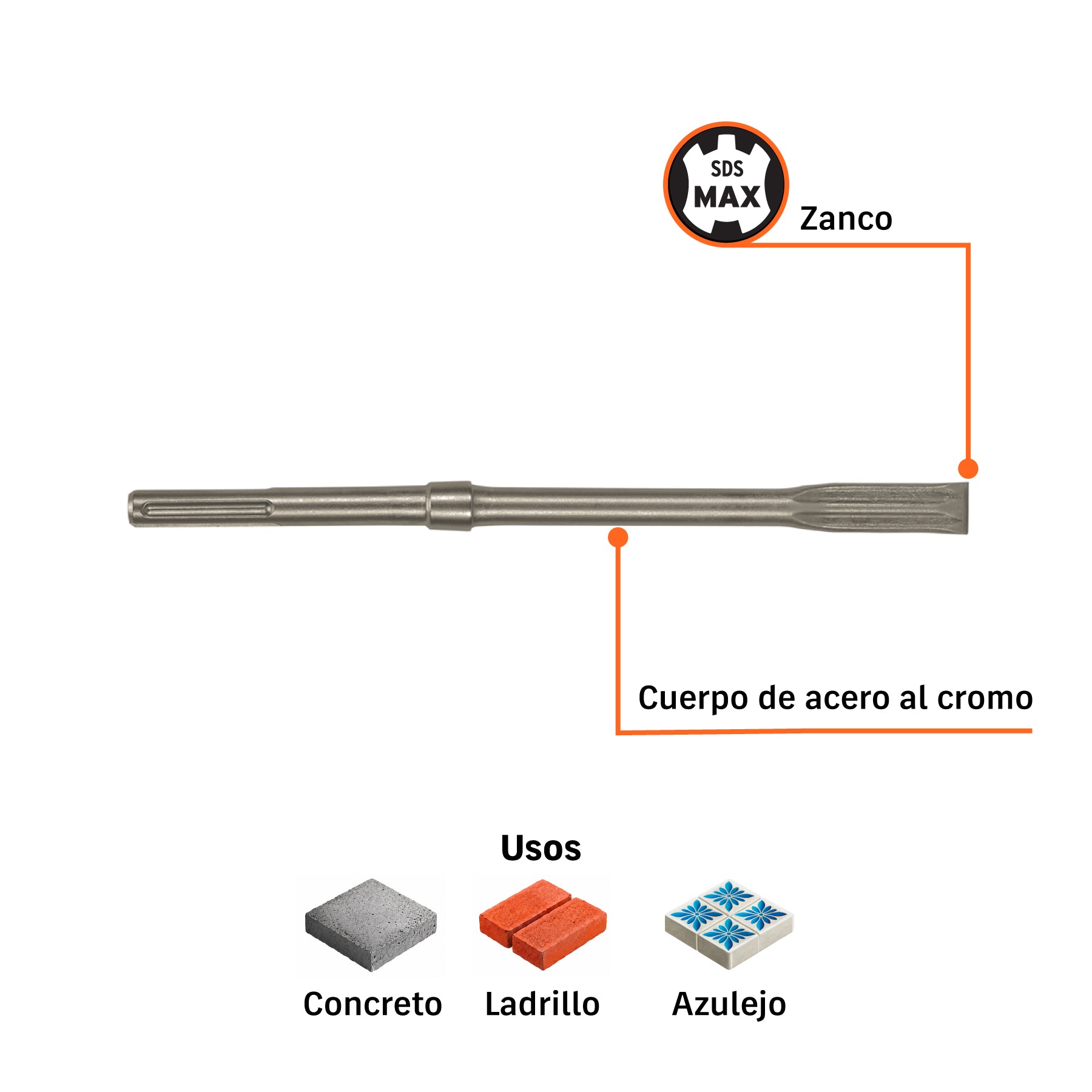 Cincel plano SDS max 16' X 1'