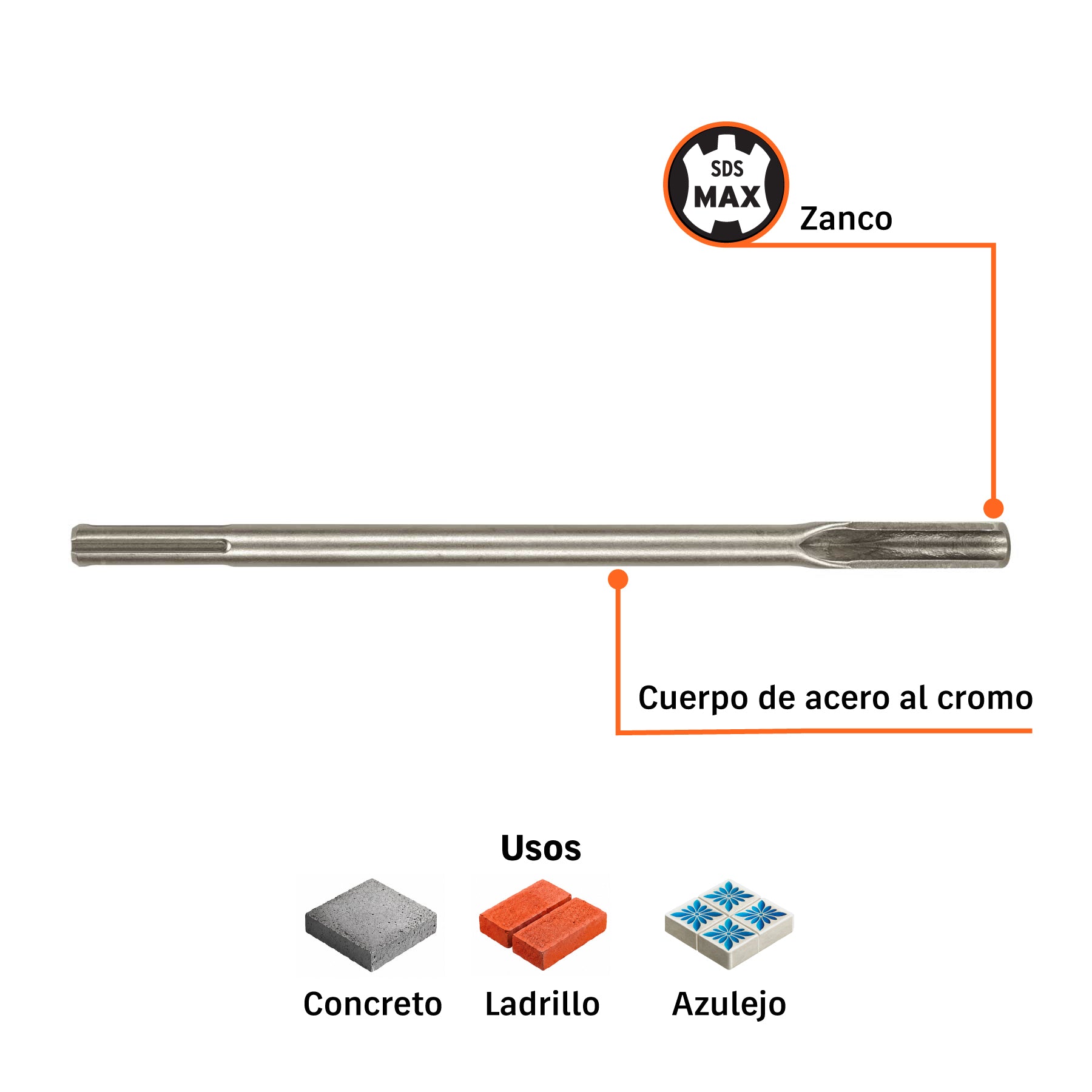 Cincel para acanalado SDS max 16'