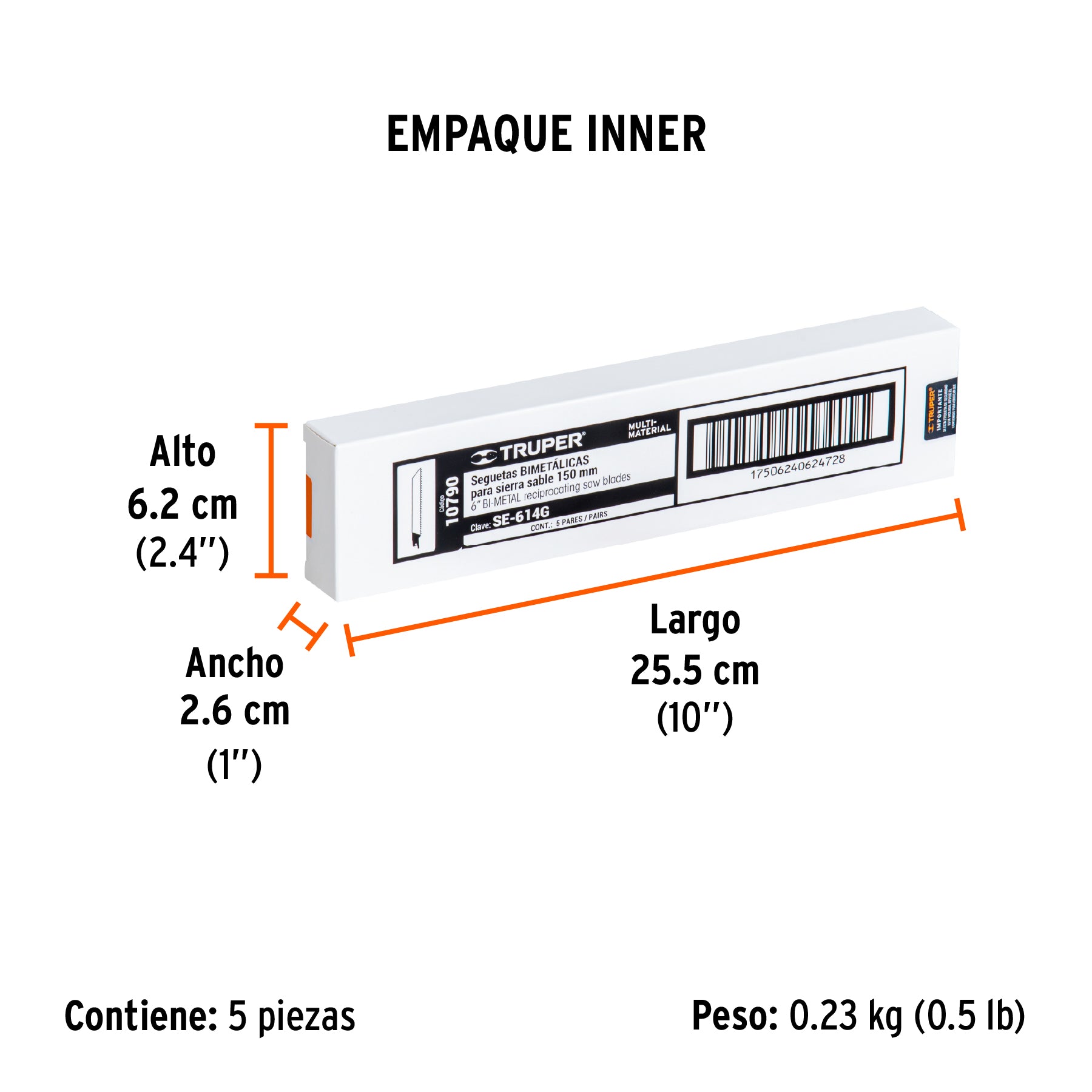 Segueta sierra sable, 6", 10-14 DPP, recta, usos generales