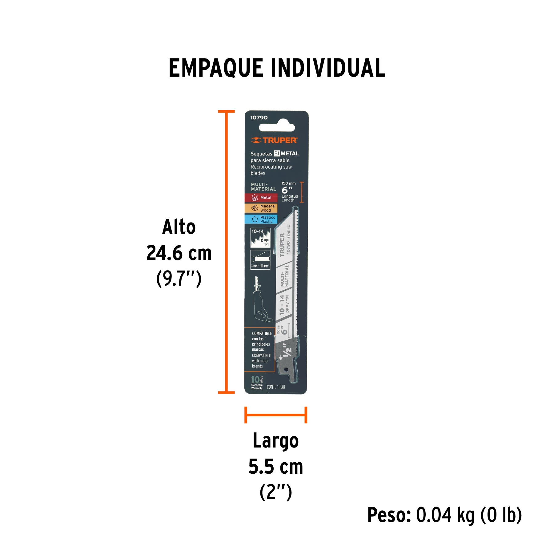 Segueta sierra sable, 6", 10-14 DPP, recta, usos generales