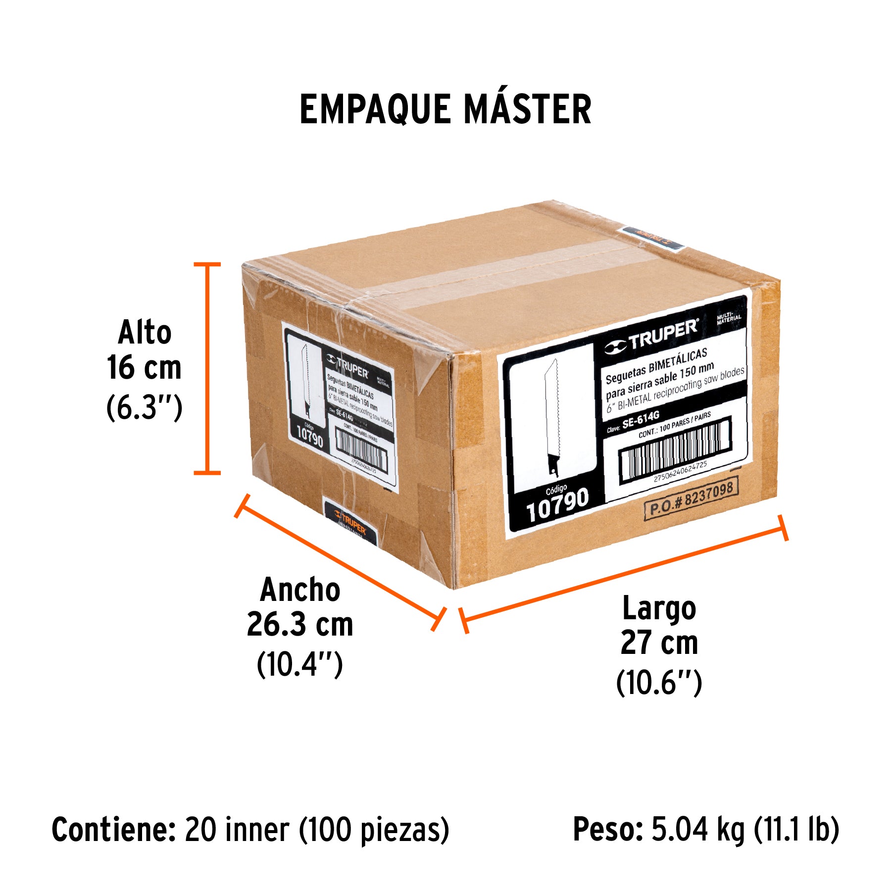 Segueta sierra sable, 6", 10-14 DPP, recta, usos generales