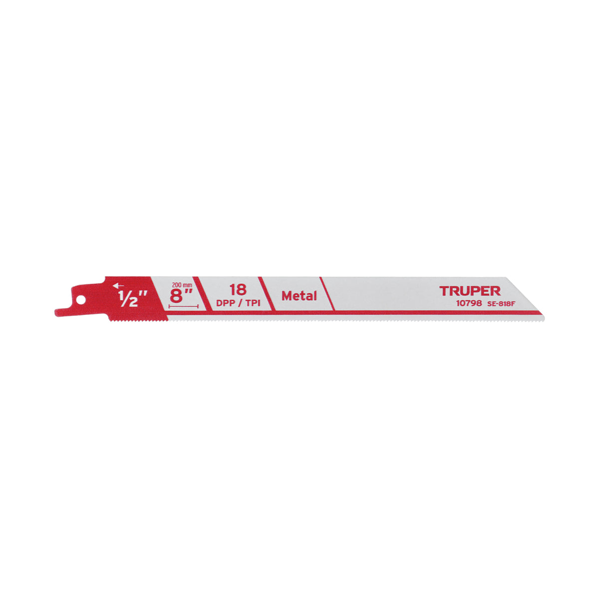 Segueta sierra sable, 8", 18 DPP, recta para metales, 2 pzas