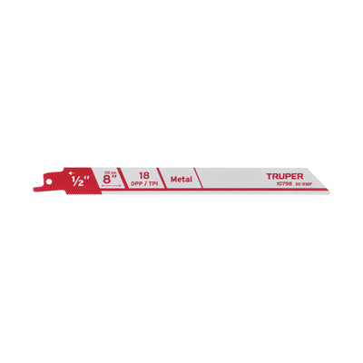 Segueta sierra sable, 8", 18 DPP, recta para metales, 2 pzas