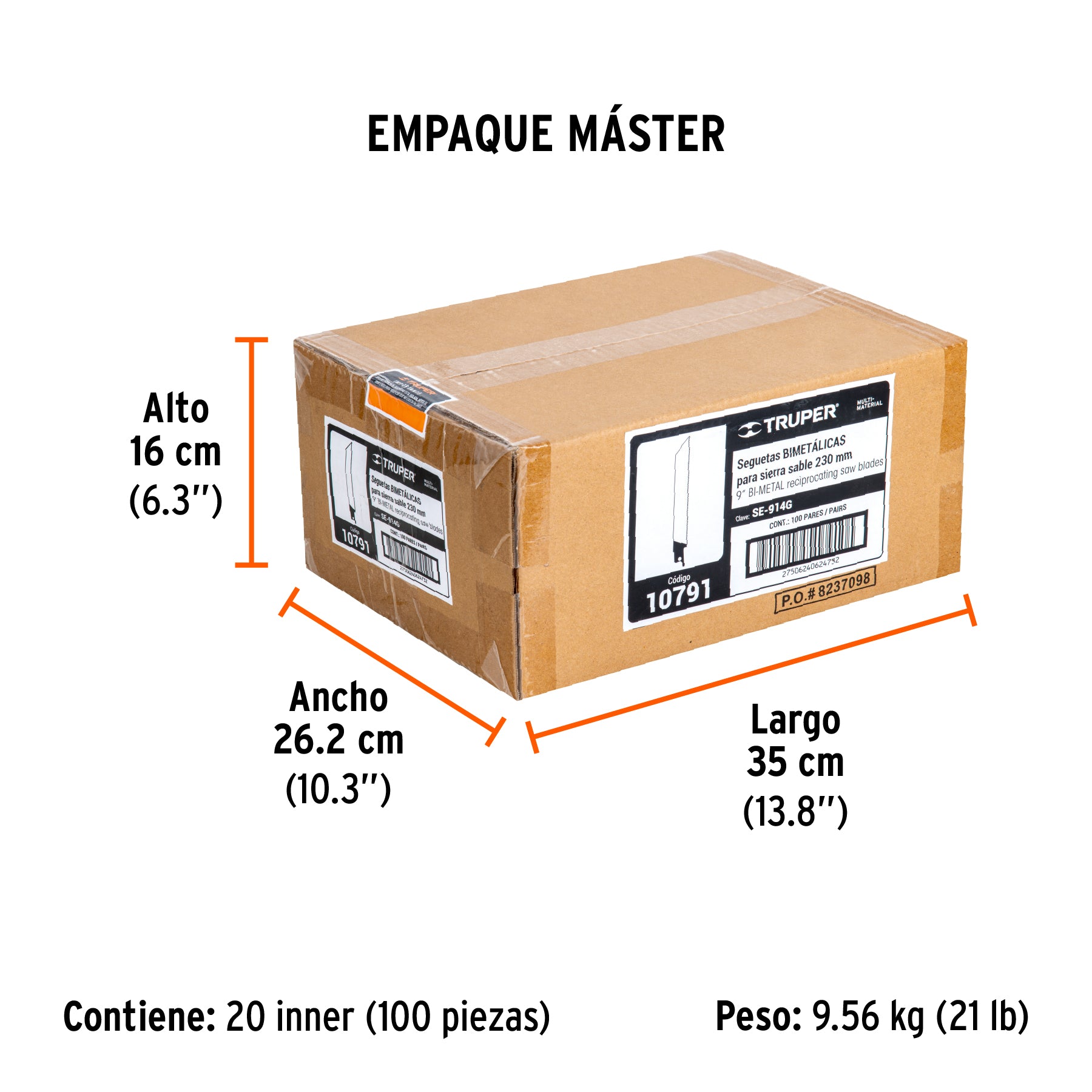 Segueta sierra sable, 9", 10-14 DPP, recta, usos generales