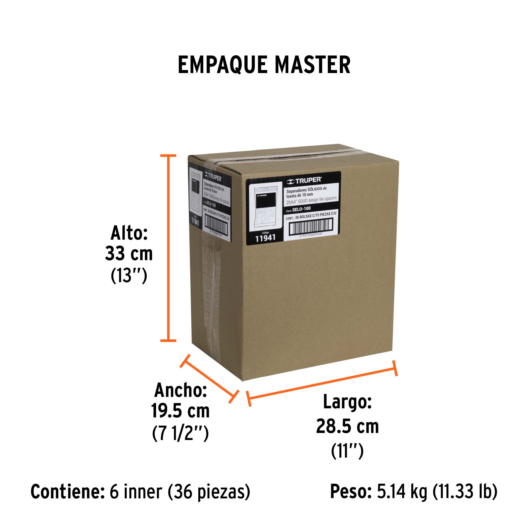 Separadores de losetas, 10 mm, bolsa con 75 pzas
