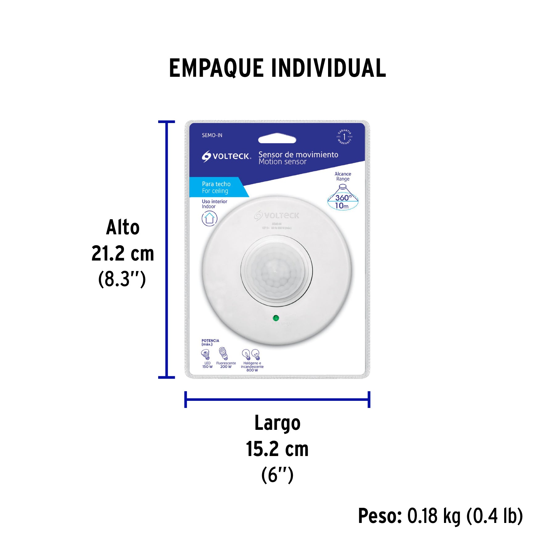 Sensor de movimiento para interior, línea Classic, Volteck