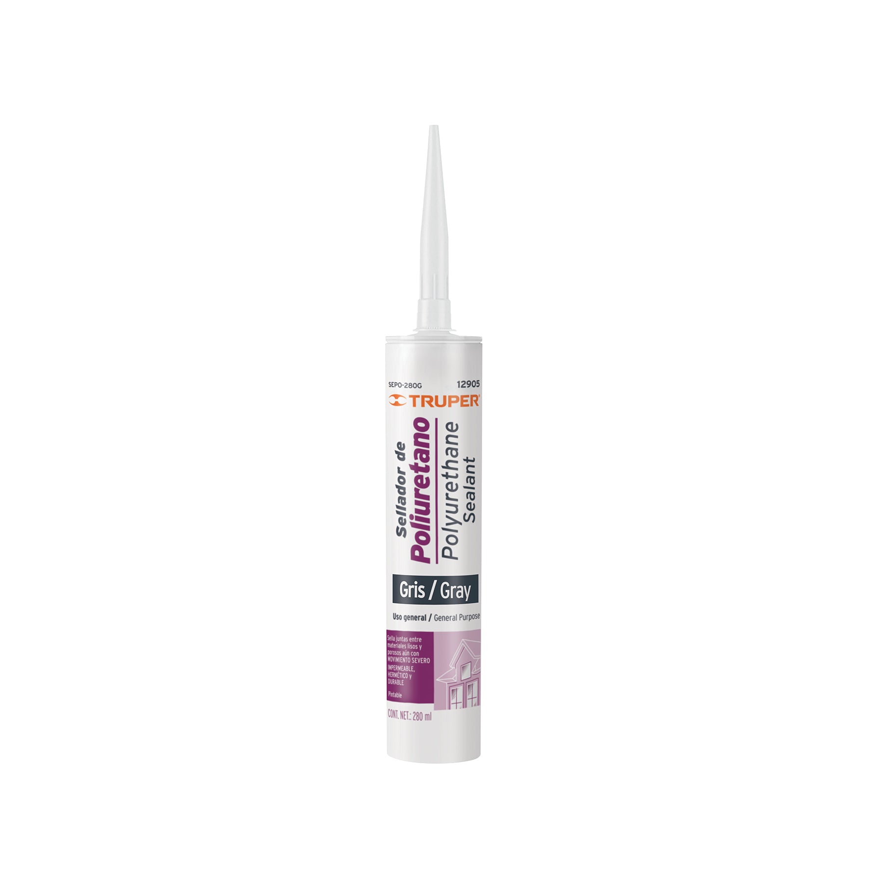 Sellador de poliuretano, gris, 280 ml