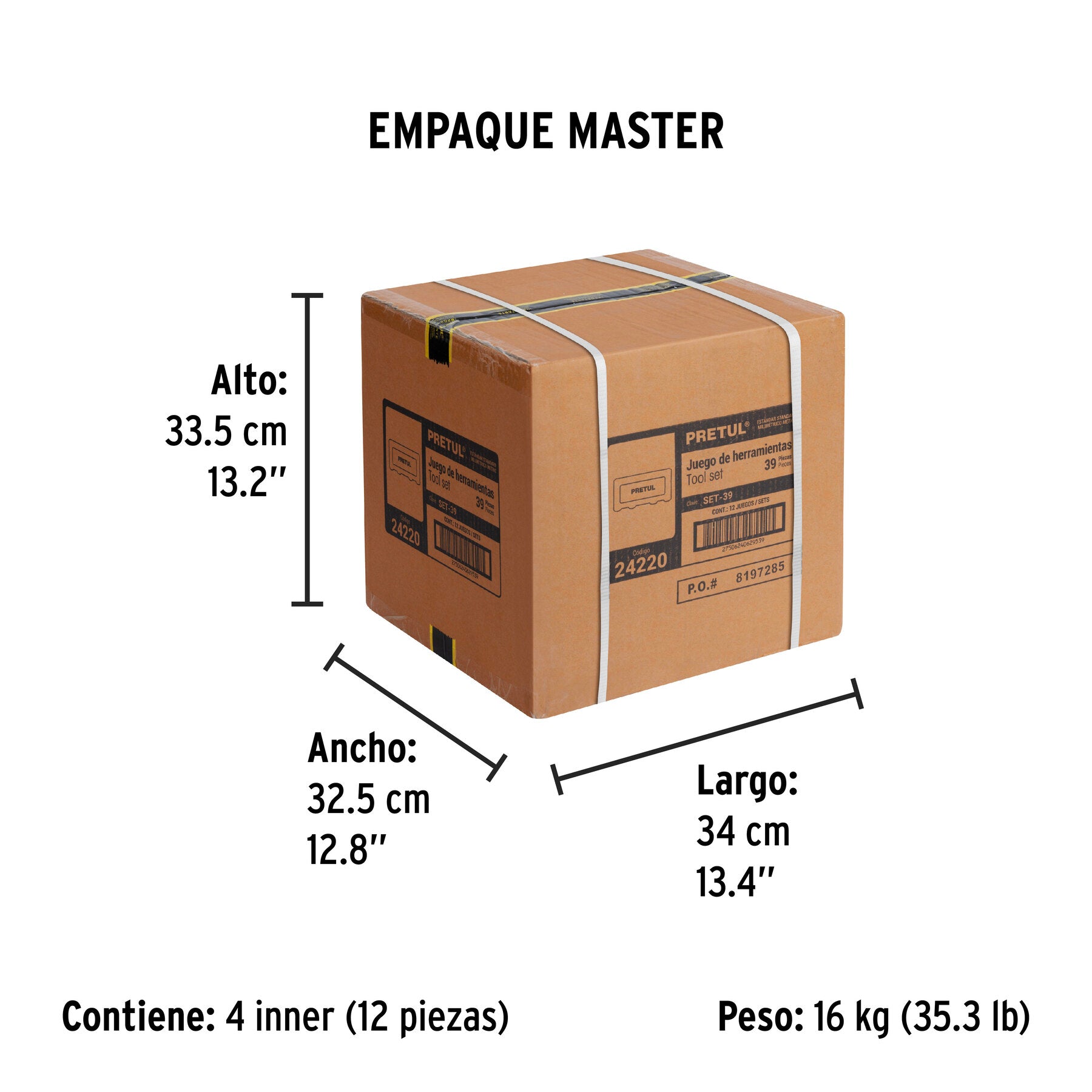 Set de herramientas para mecánica, 39 piezas, Pretul