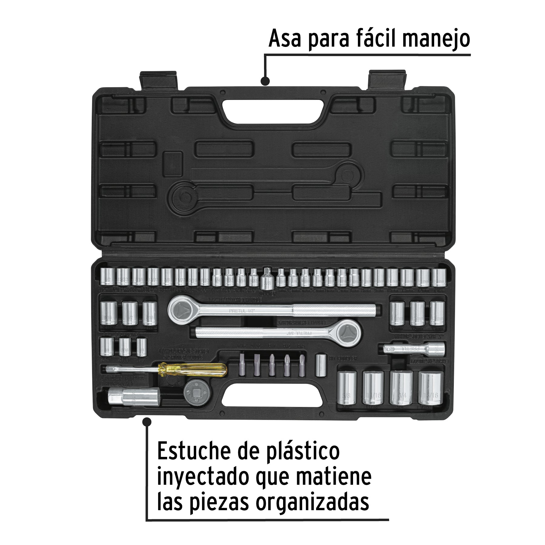 Set de herramientas para mecánica, 51 piezas, Pretul