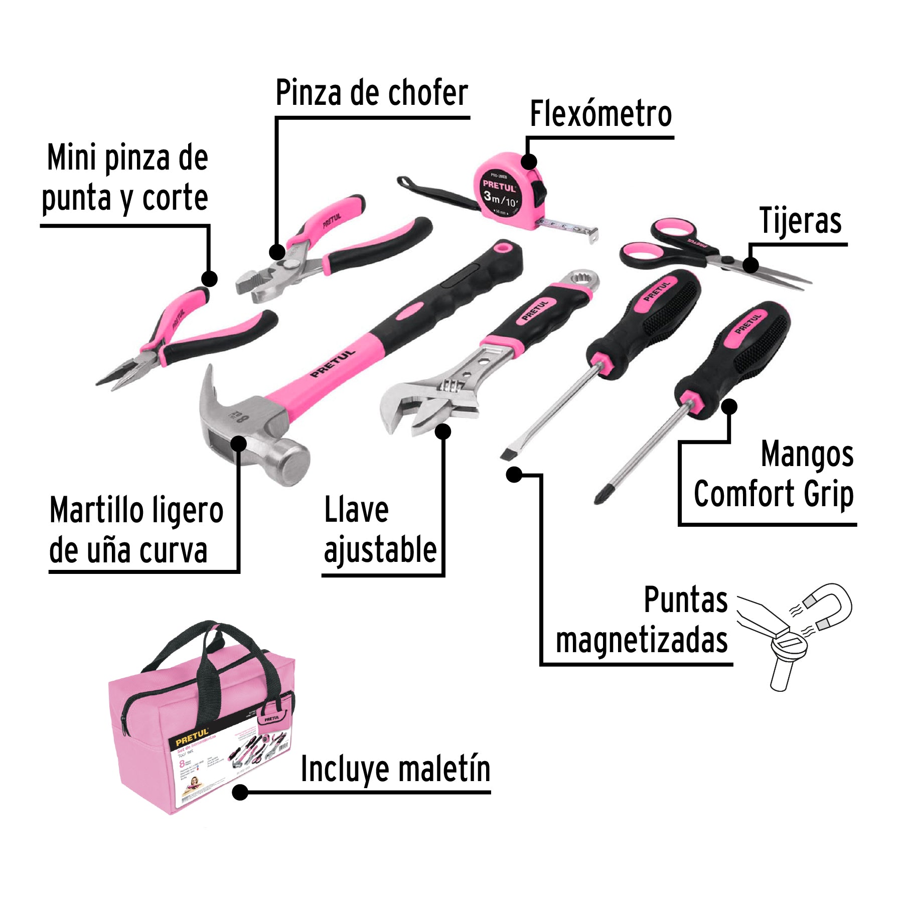 Set de herramientas para día de las madres, 8 piezas