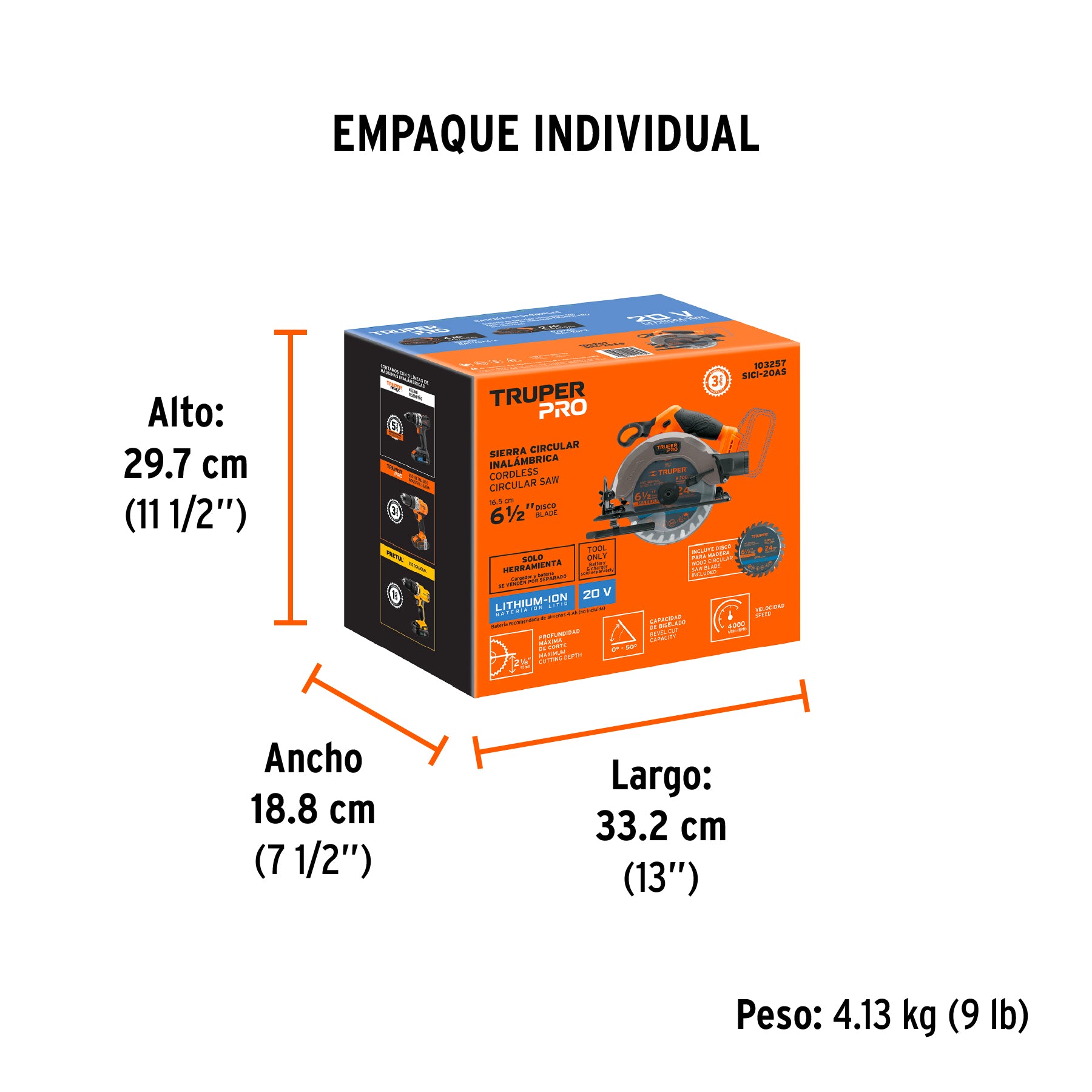 Sierra circular 6-1/2', 20V, sin accesorios, PRO