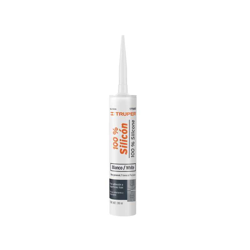 Sellador blanco, 100% de silicón, 280 ml