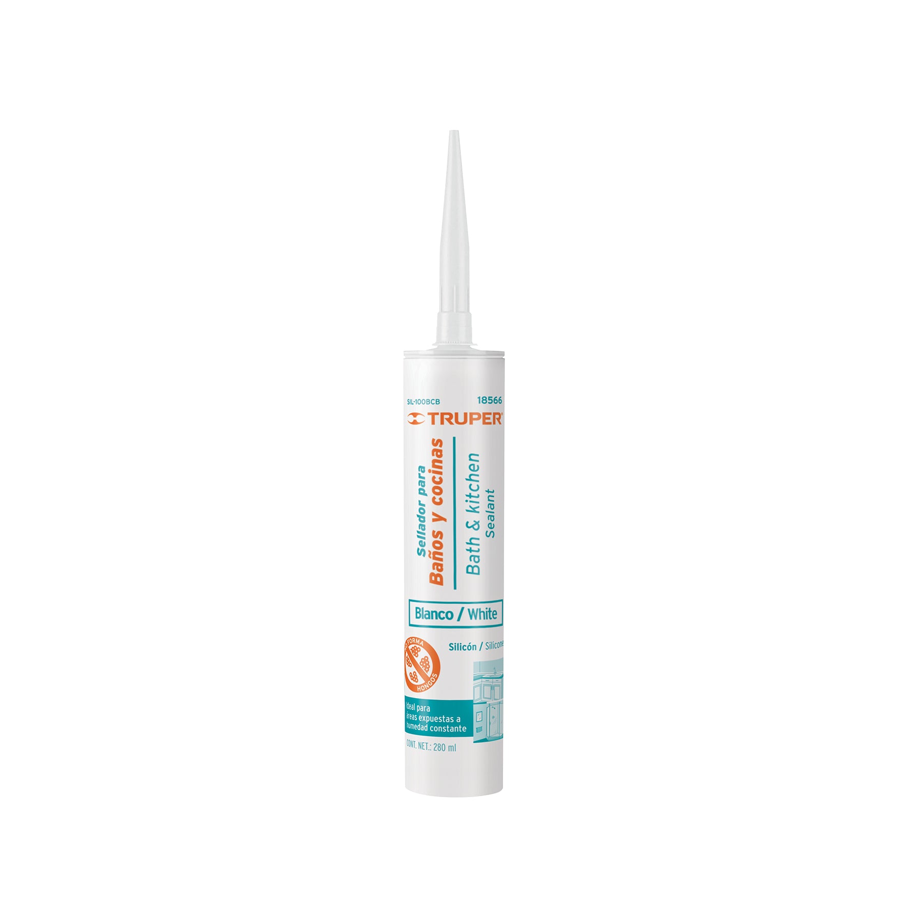Silicón 100%, para baños y cocina, blanco