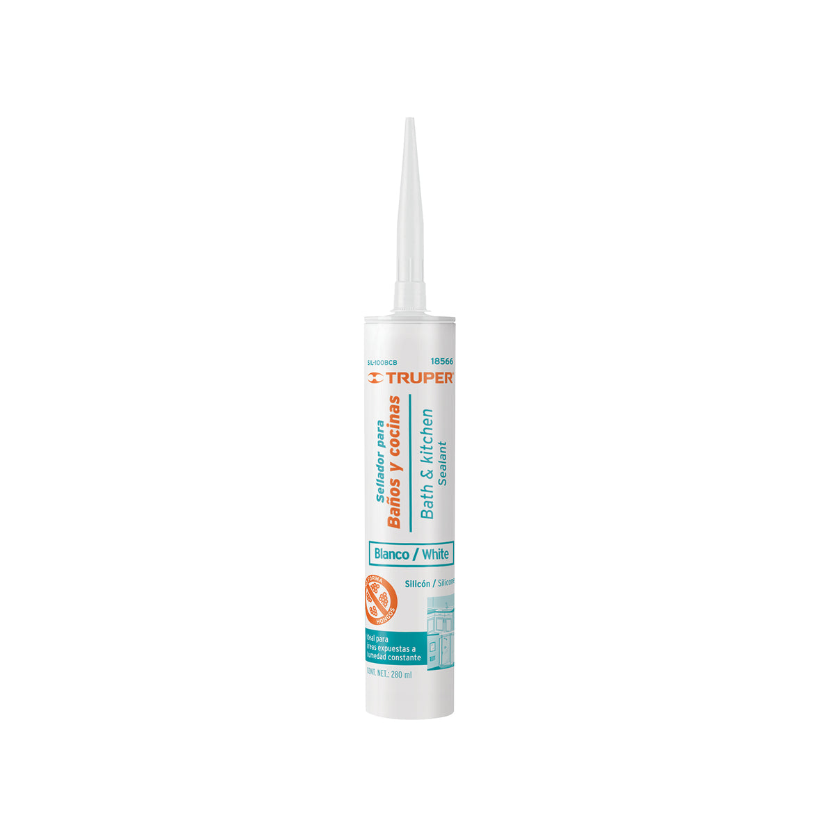 Silicón 100%, para baños y cocina, blanco