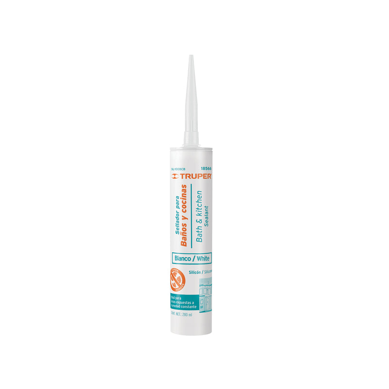 Silicón 100%, para baños y cocina, blanco