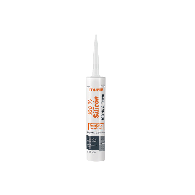 Sellador transparente, 100% de silicón, 280 ml