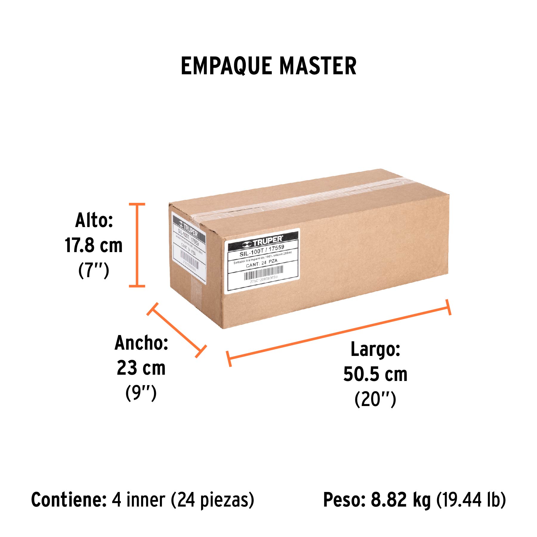 Sellador transparente, 100% de silicón, 280 ml