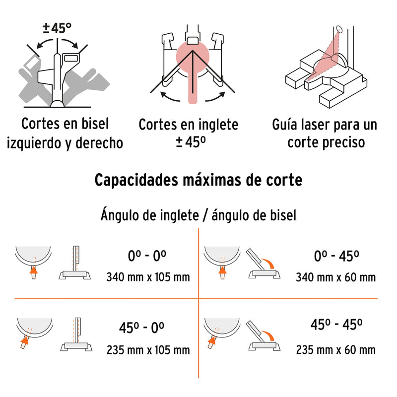 Sierra de inglete 12', 2000 W telescópica compuesta, Truper