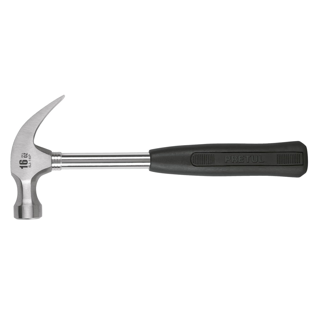 Martillo pulido, 16 oz, uña curva, mango tubular, pretul