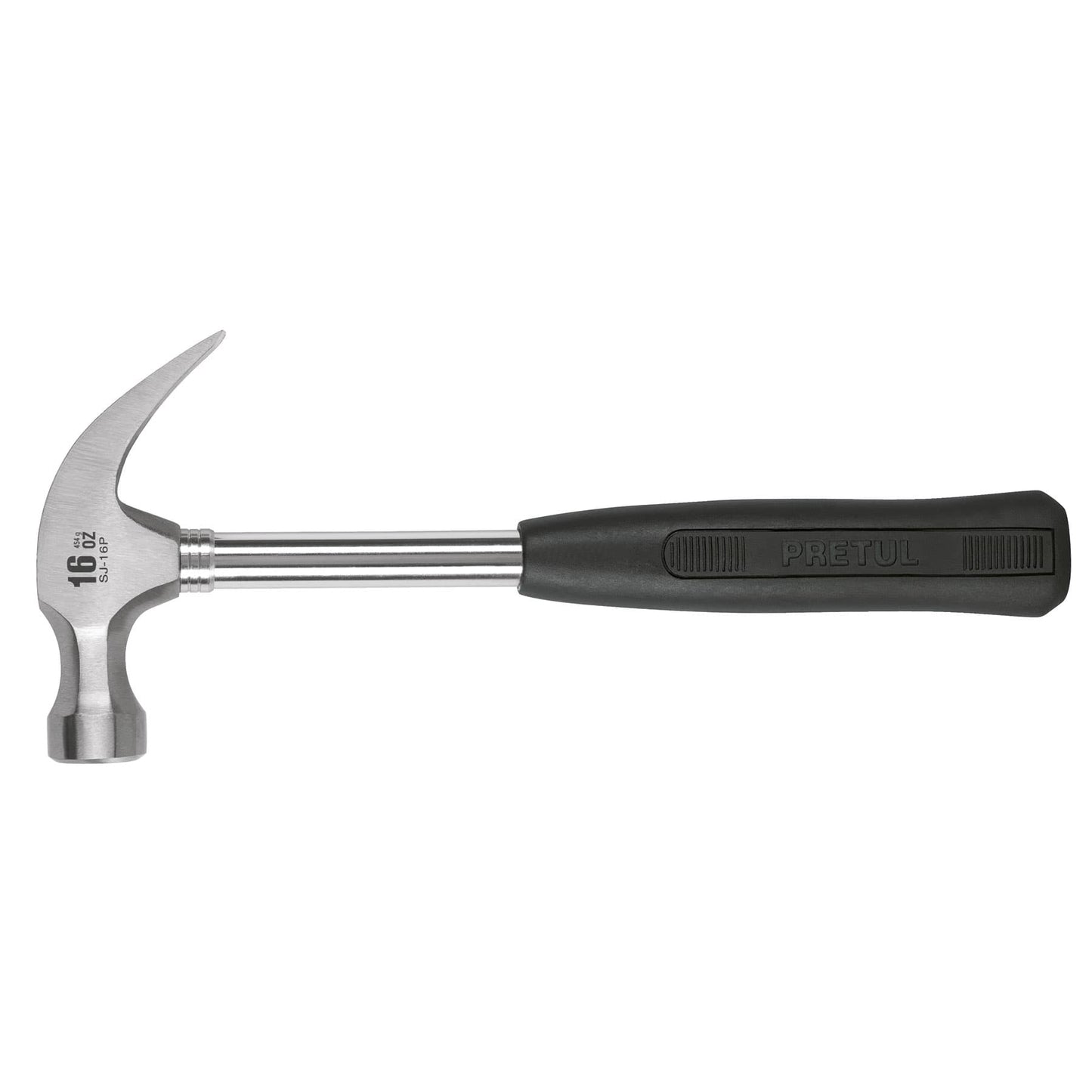 Martillo pulido, 16 oz, uña curva, mango tubular, pretul