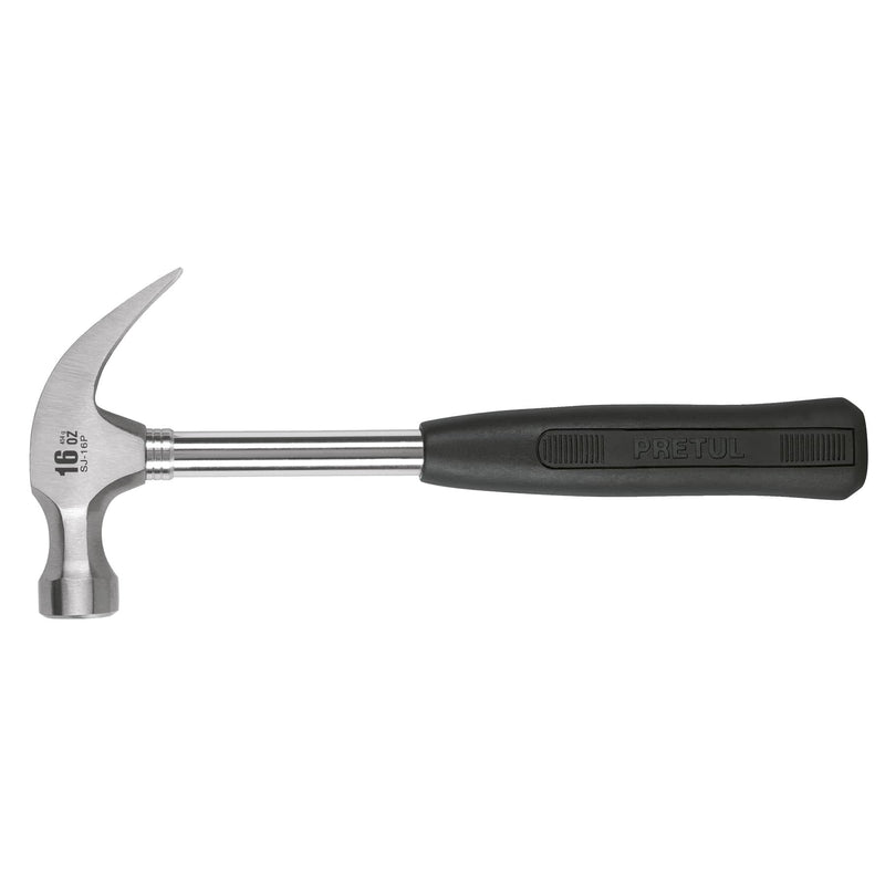 Martillo pulido, 16 oz, uña curva, mango tubular, pretul