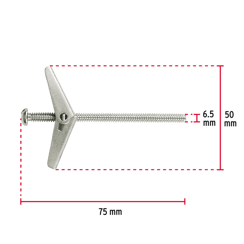 Sujetador tipo mariposa 3/16 X 3", bolsa 4 piezas