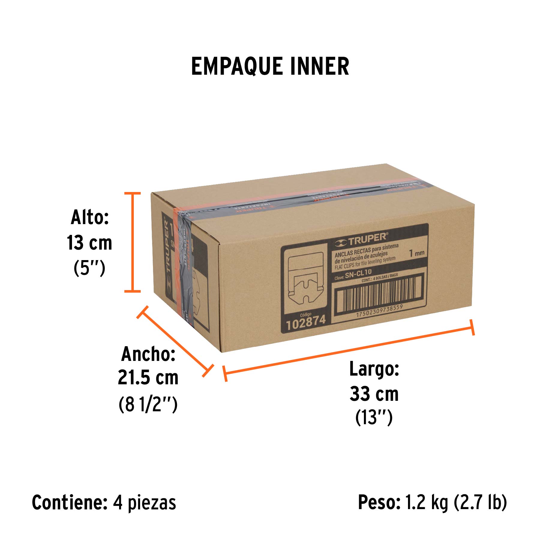 Bolsa con 100 anclas de 1 mm, para nivelación de azulejos