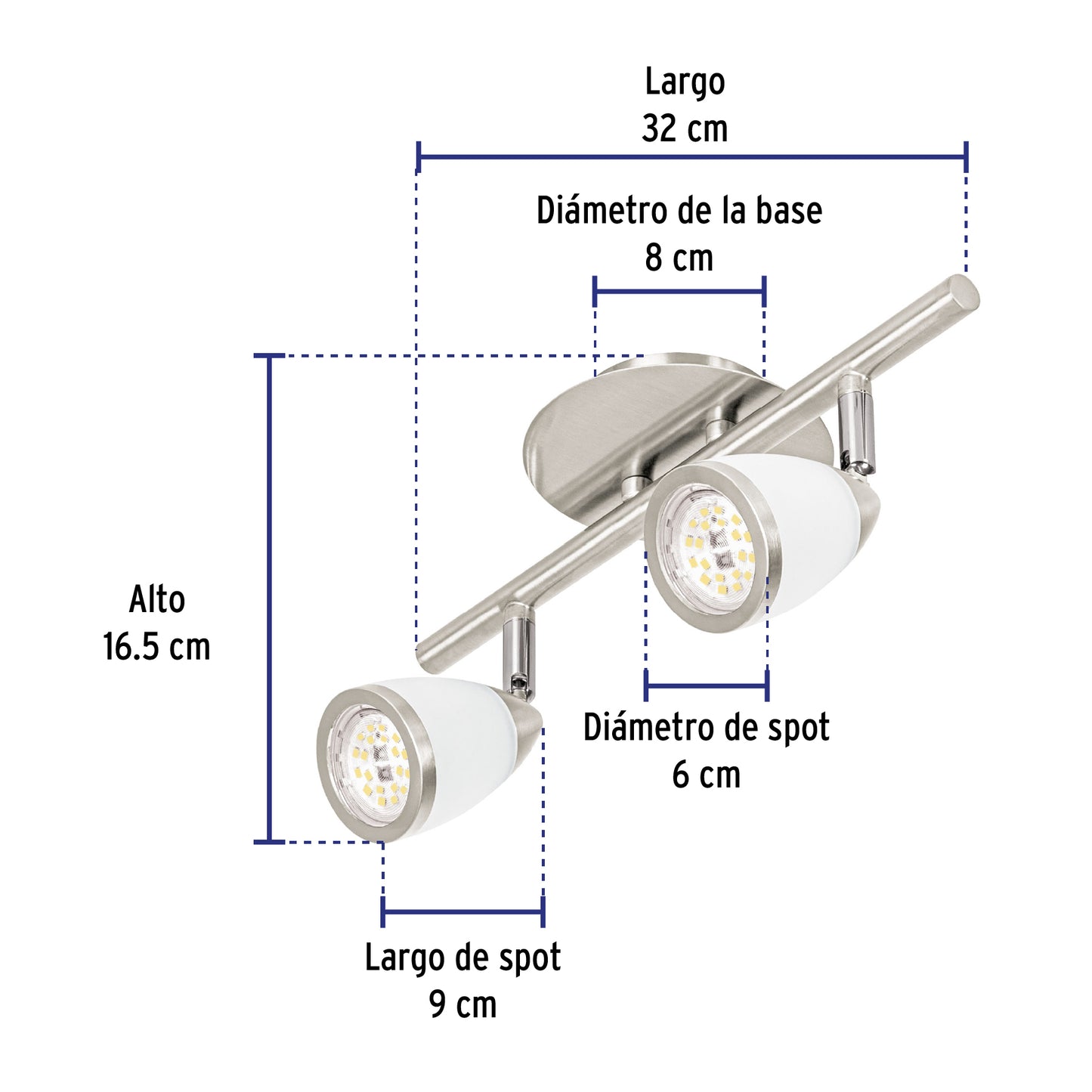 Luminario de sobreponer 2 spots base GU10, Verona, Volteck