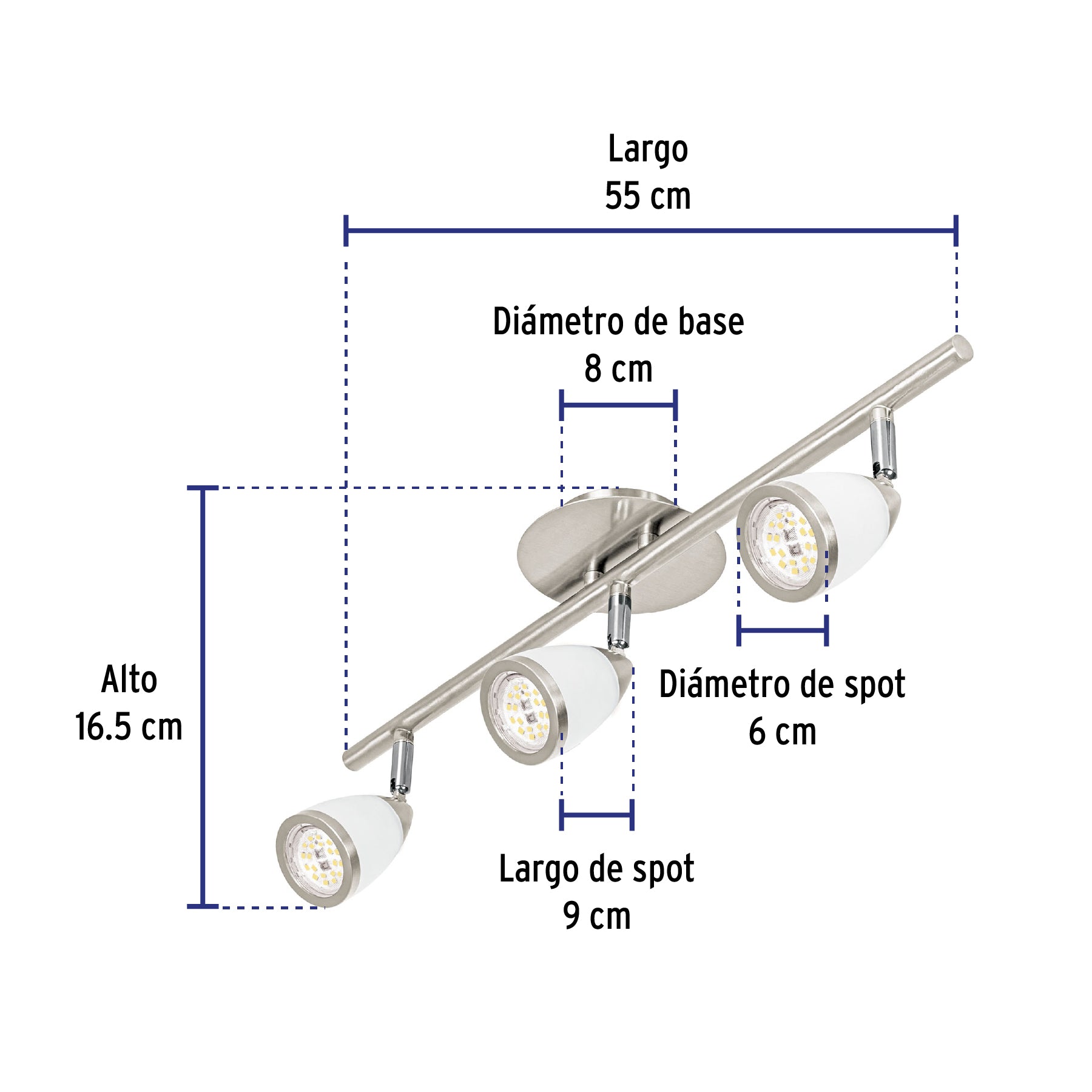Luminario de sobreponer 3 spots base GU10, Verona, Volteck